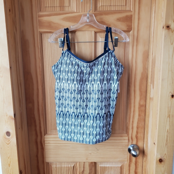 Sunsets Taylor Tankini Foxtail Blue Geometric 32G 34F 36E - Picture 2 of 8